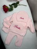 Ensemble en maille rose clair
