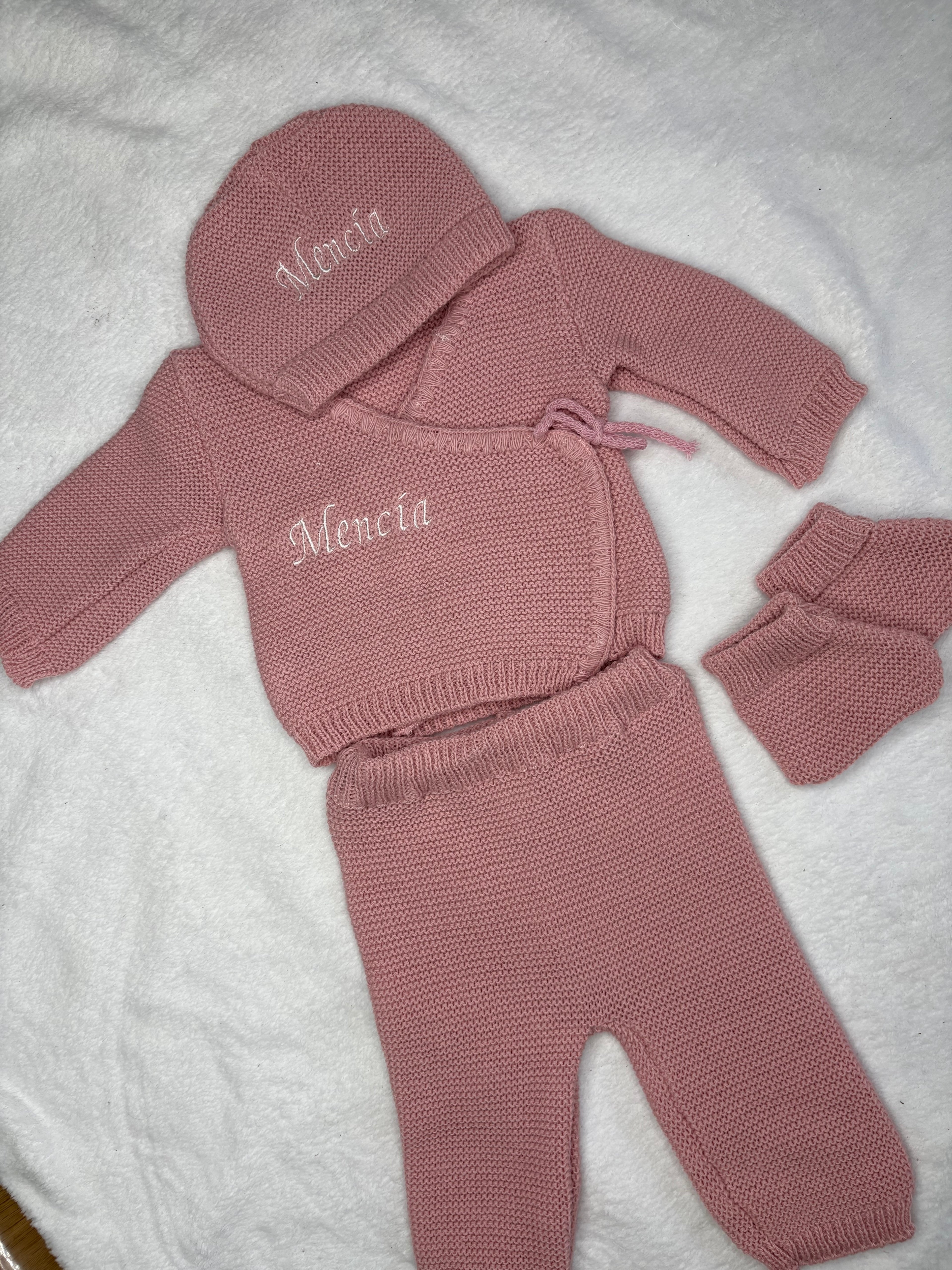Pyjama en laine vieux rose