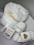 Coffret peignoir chausson protège passeport