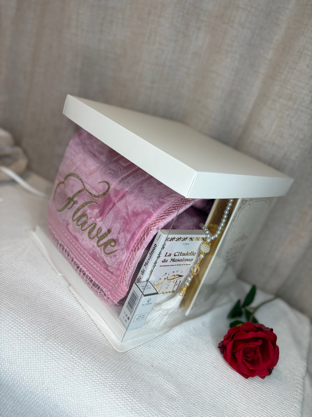 Coffret coran rose et blanc