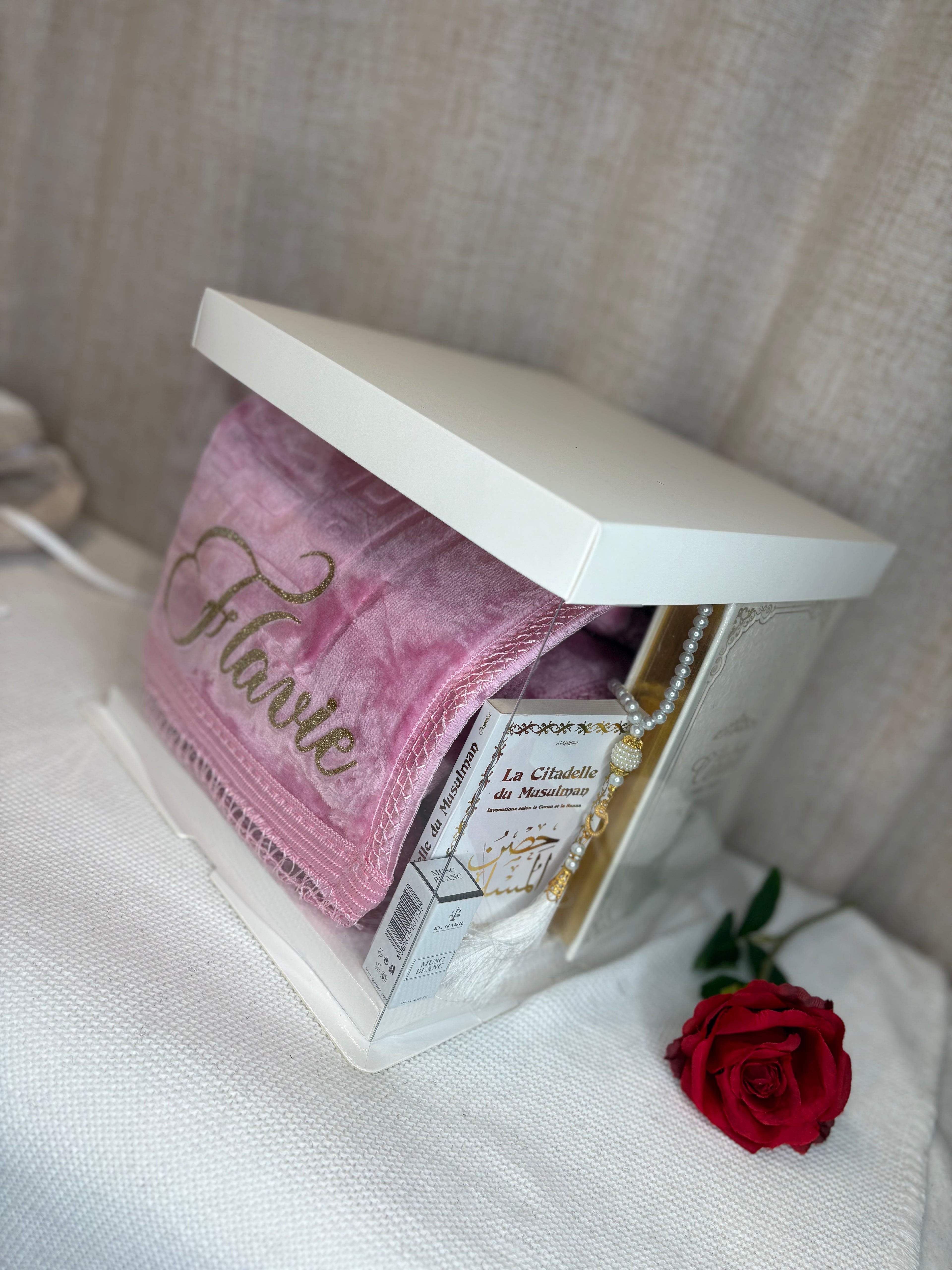 Coffret coran rose et blanc