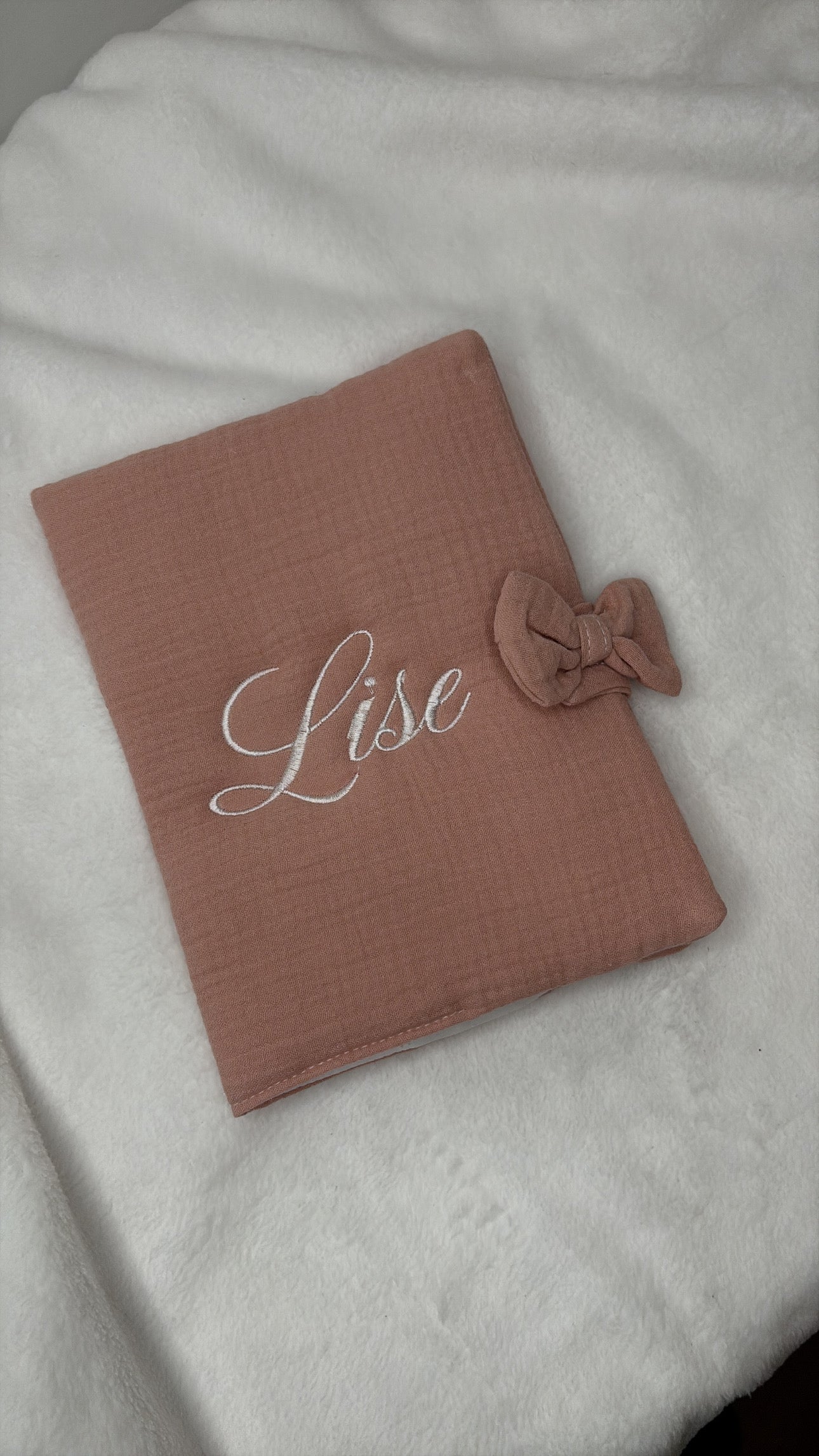 Protège carnet vieux rose