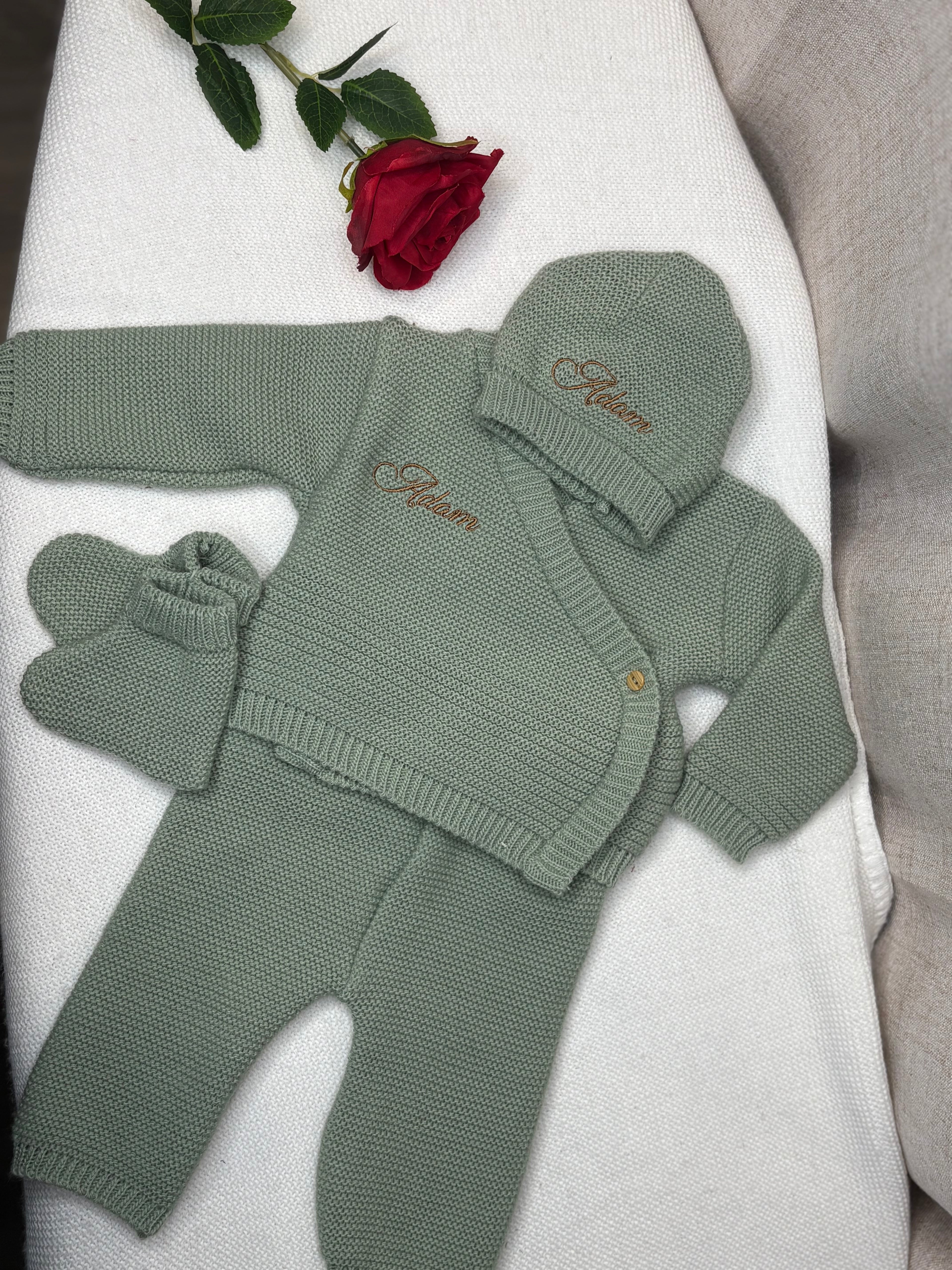 Ensemble en maille vert