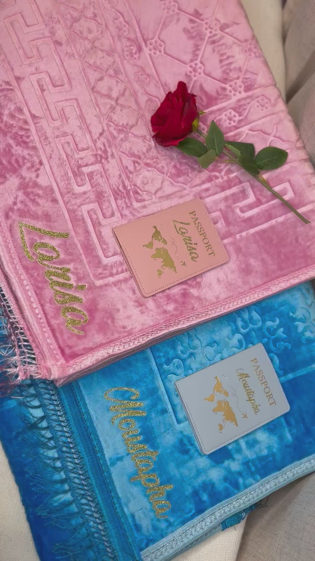 Coffret duo tapis et protège passeport en flocage